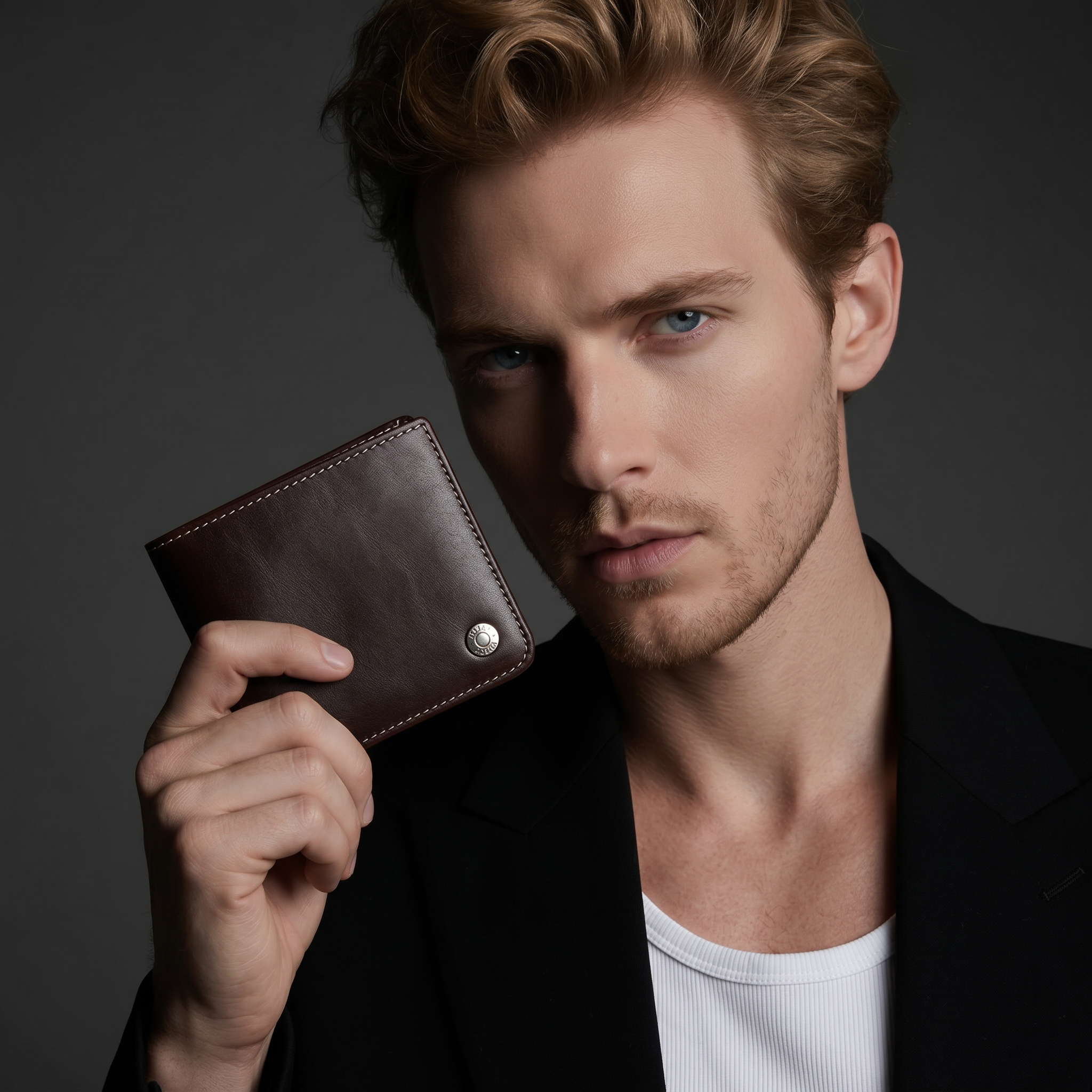 Q-FORTIS Men's Genuine Leather RFID Slim Bifold Wallet – Vintage Luxury & Smart Protection