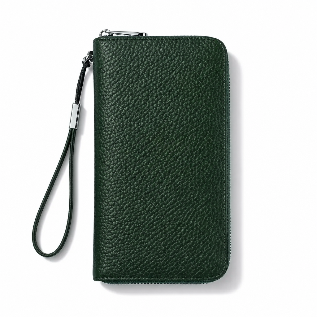 Q-LUME Women's Long Genuine Leather RFID Wallet & Clutch with Phone Pocket