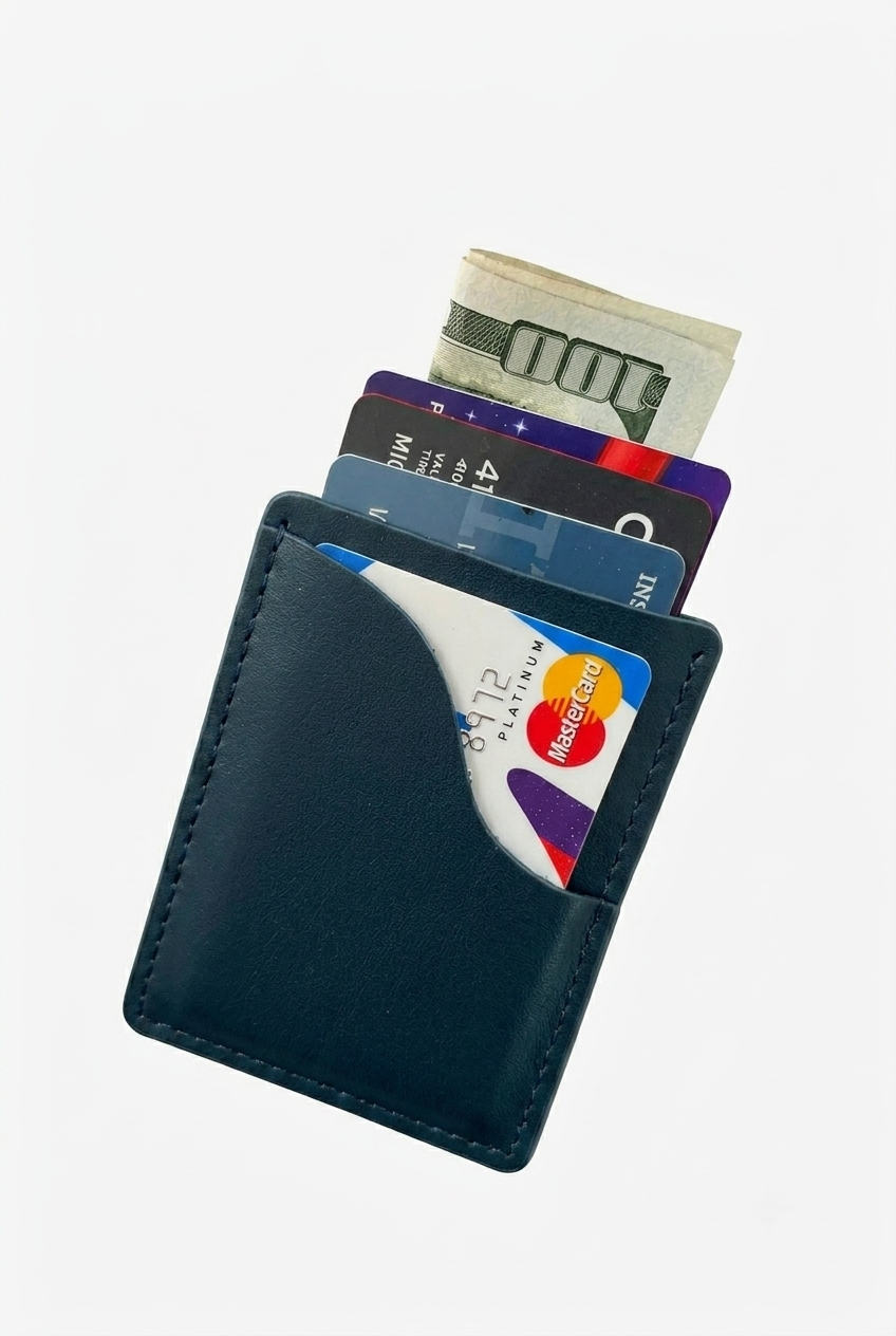 Q-LUMEX Genuine Leather Credit Card Holder | Slim Minimalist Wallet