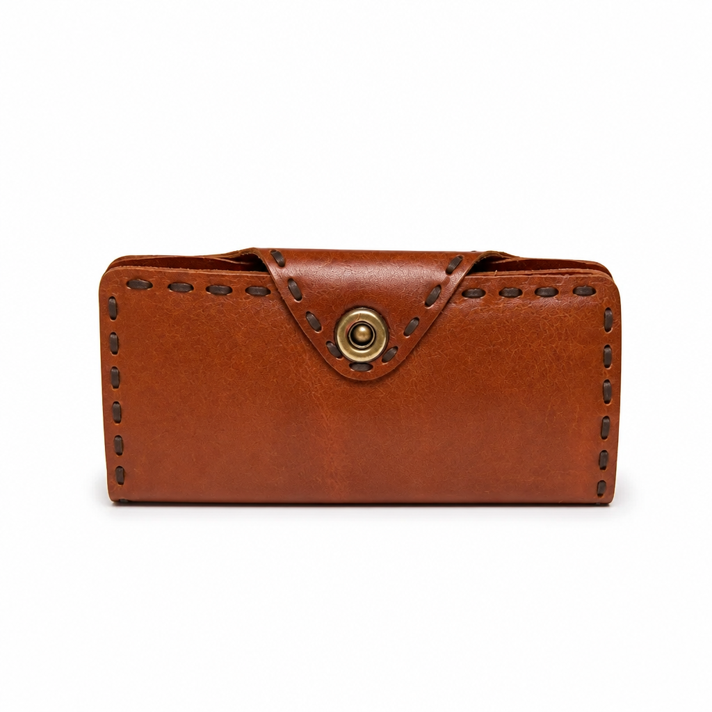 Q-MIA Women's Full-Grain Leather Long Wallet – Luxury RFID Blocking Clutch