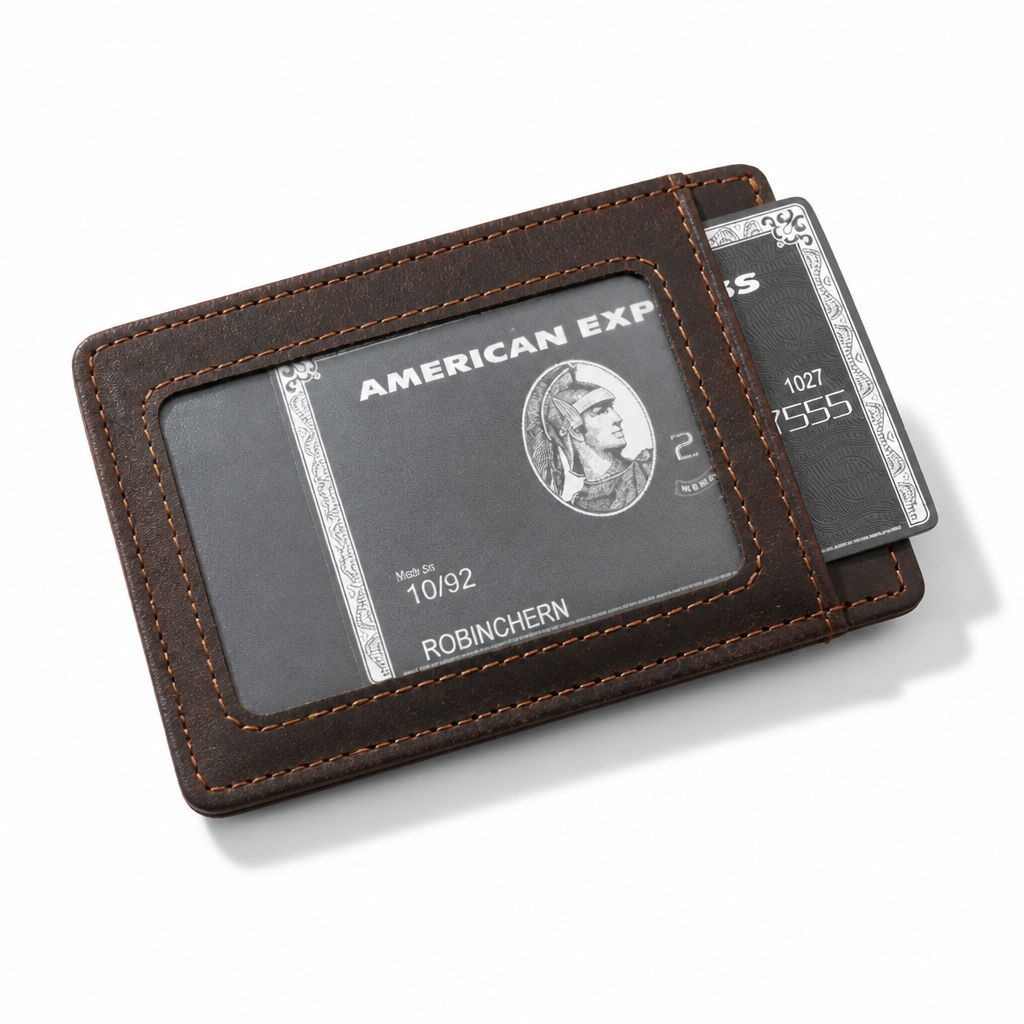 Q-Reign Genuine Leather Credit Card Holder with RFID Blocking & Money Clip