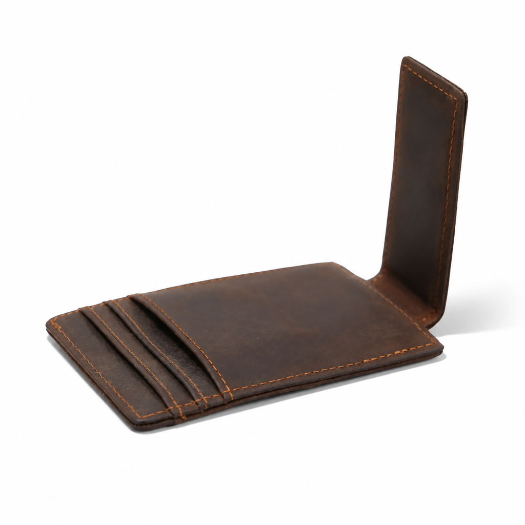 Q-Reign Genuine Leather Credit Card Holder with RFID Blocking & Money Clip