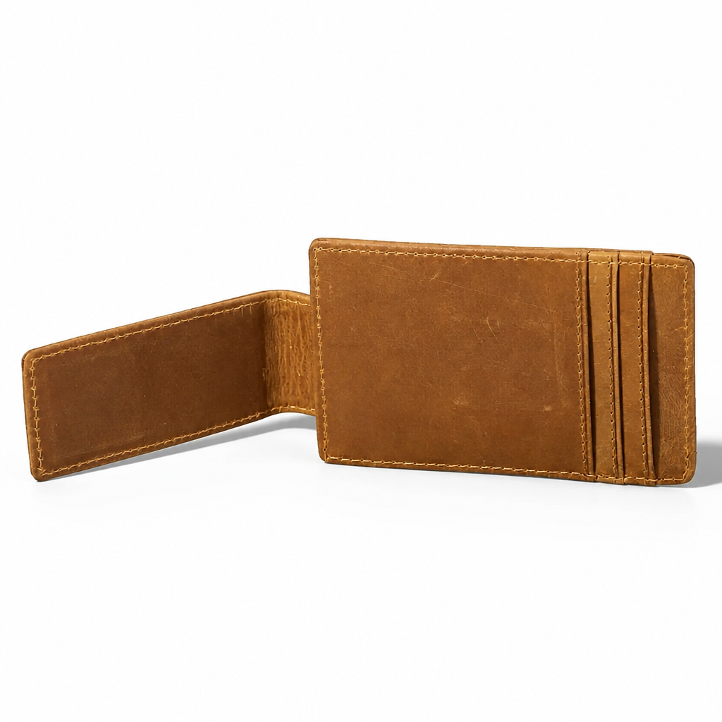 Q-Reign Genuine Leather Credit Card Holder with RFID Blocking & Money Clip