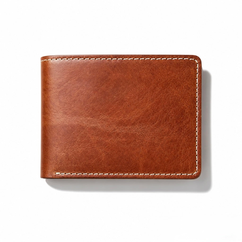 Q-SECURO Men's Slim Bifold Wallet – Italian Vegetable Tanned Leather, RFID Blocking, 6 Card Slots