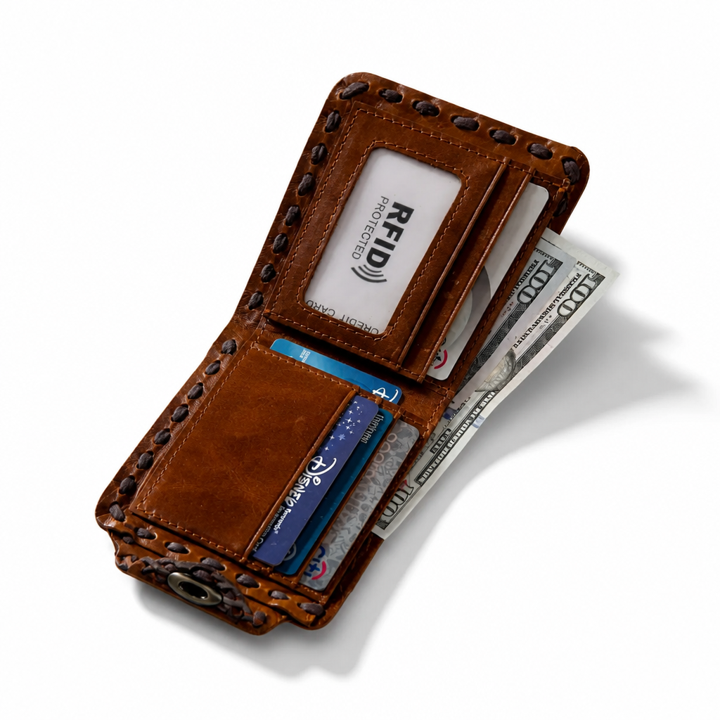 Q-SELENE Women's Full-Grain Leather Wallet with RFID Blocking