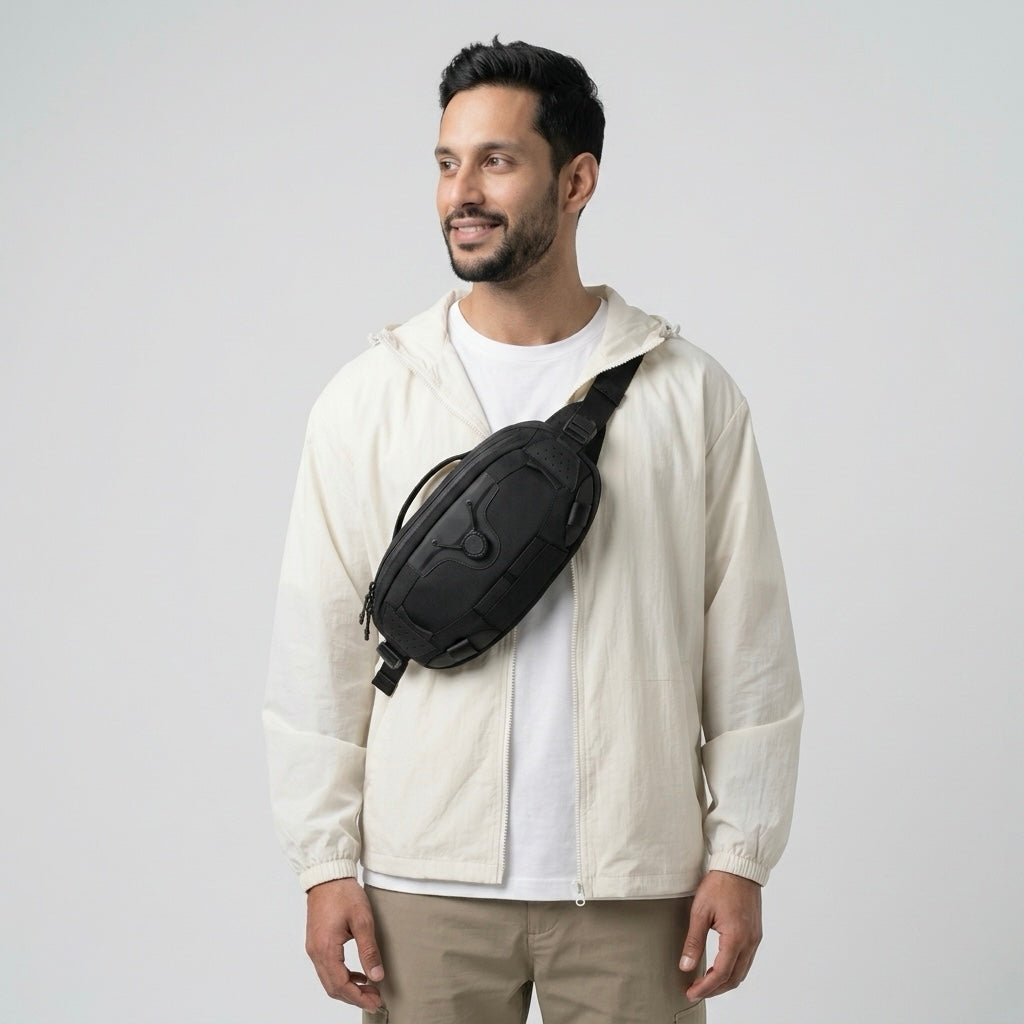 Q-STORM Waterproof Crossbody Bag – 1680D Polyester, Anti-Scratch, Unisex Everyday Carry