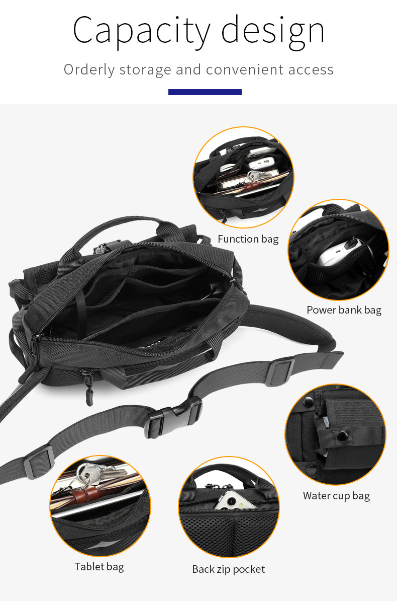 Q-URBAN Urban Edge Men's Waterproof Crossbody Bag | Travel Satchel & Messenger Bag