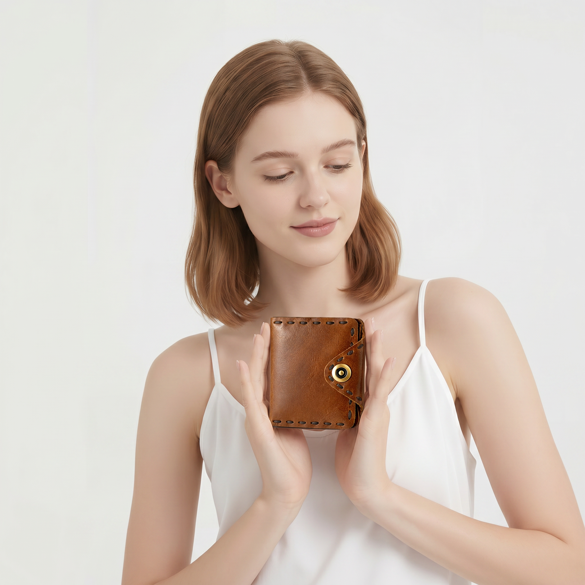 Q-VELA Women's Full-Grain Leather Wallet with RFID Blocking – Slim & Spacious