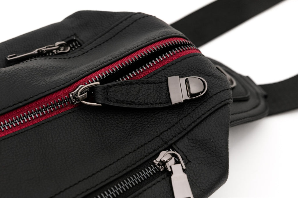 Q-BRIGHT Genuine Leather Crossbody Sling Bag – Mini Shoulder Bag with Earphone Hole for Travel, Hiking & Daily Carry