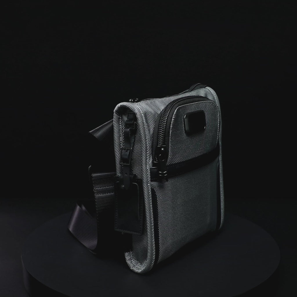 Q-SARTORIA Ballistic Nylon & Genuine Leather Crossbody Bag – Slim Minimalist Shoulder Bag for Travel & Everyday Carry