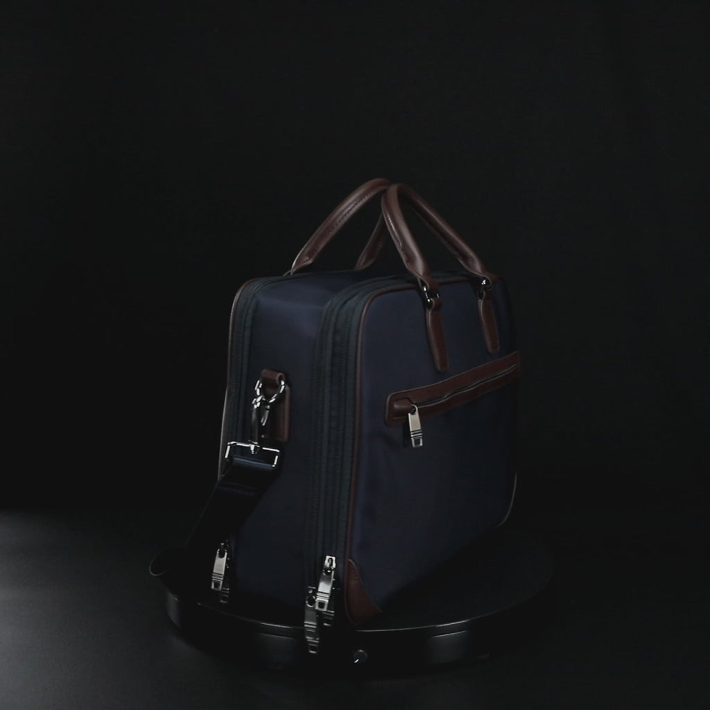 Q-BRIEF Premium 1680D Nylon & Leather Laptop Messenger Briefcase – Waterproof & Large Capacity