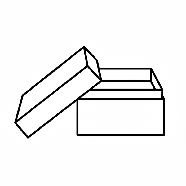Rigid Lid & Bottom Box Icon — White with Black Outline