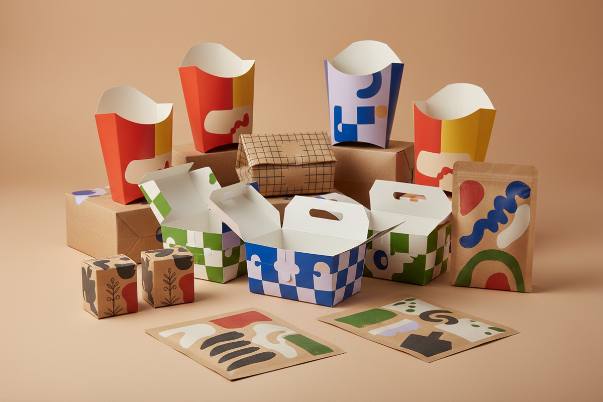 Takeaway packaging with modern art designs